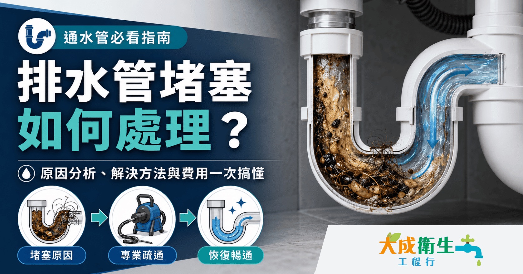 通水管必看！排水管堵塞如何處理？原因分析、解決方法與費用一次搞懂